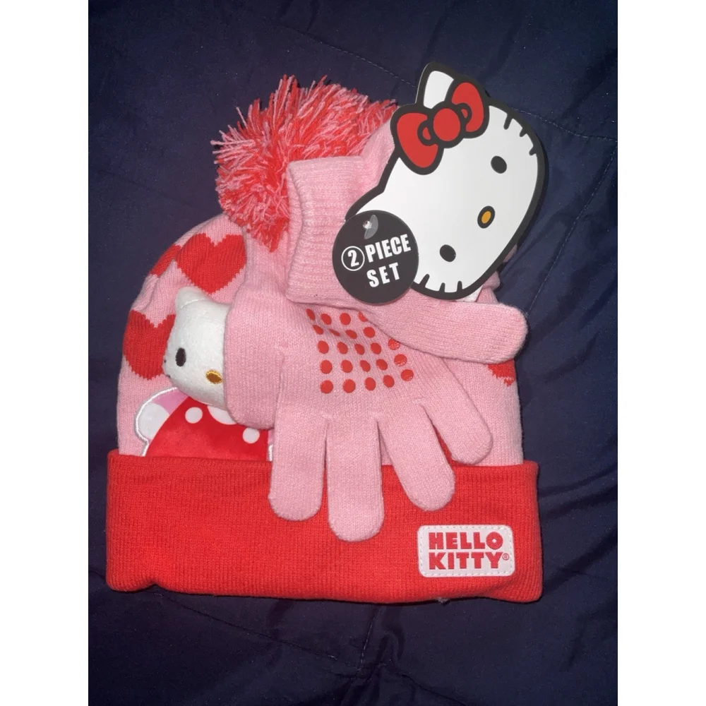 Hello Kitty Girls Beanie and Glove Set, 2-Piece New